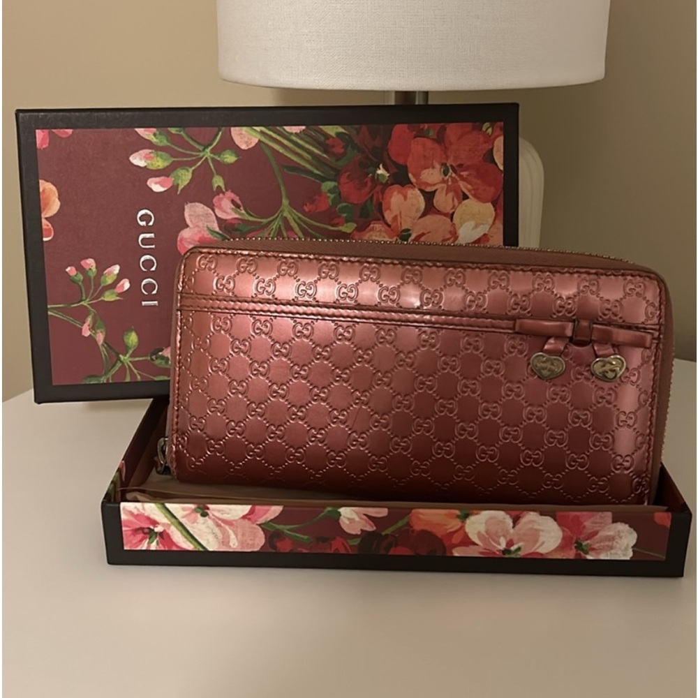 EUC, Gucci Guccissima Micro GG Patent Leather Long Wallet With Box